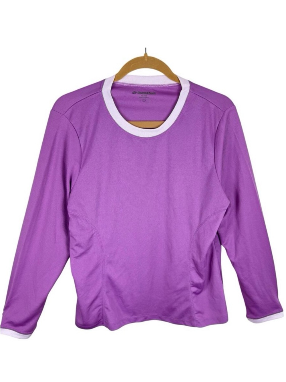 NordicTrack Purple Long Sleeve Crew‎ Neck Lightweight Mesh Athletic Top Size L